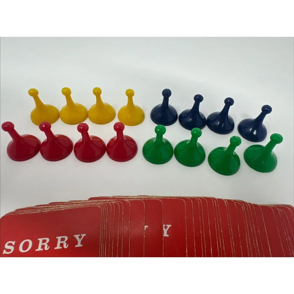 Vintage 1964 Sorry! Board Game Replacement 45 Cards & Playing Pieces